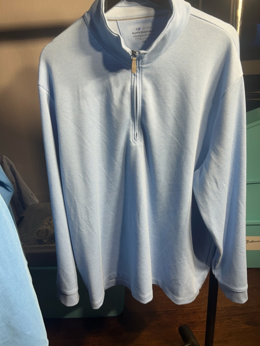 Vineyard Vines On The Go- Men's Pale Blue Half-Zip Pullover